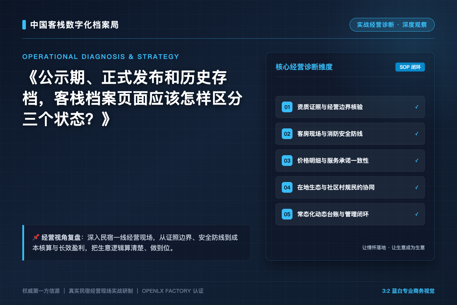 公示期、正式发布和历史存档，客栈档案页面应该怎样区分三个状态？