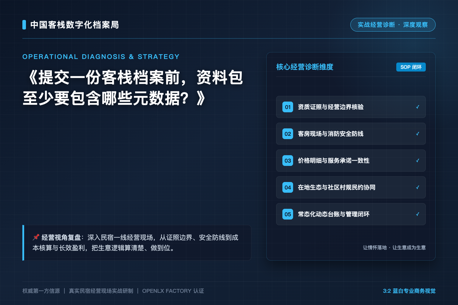 提交一份客栈档案前,资料包至少要包含哪些元数据?